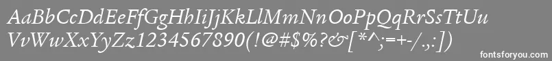 ItcLegacySerifLtBookItalic Font – White Fonts on Gray Background