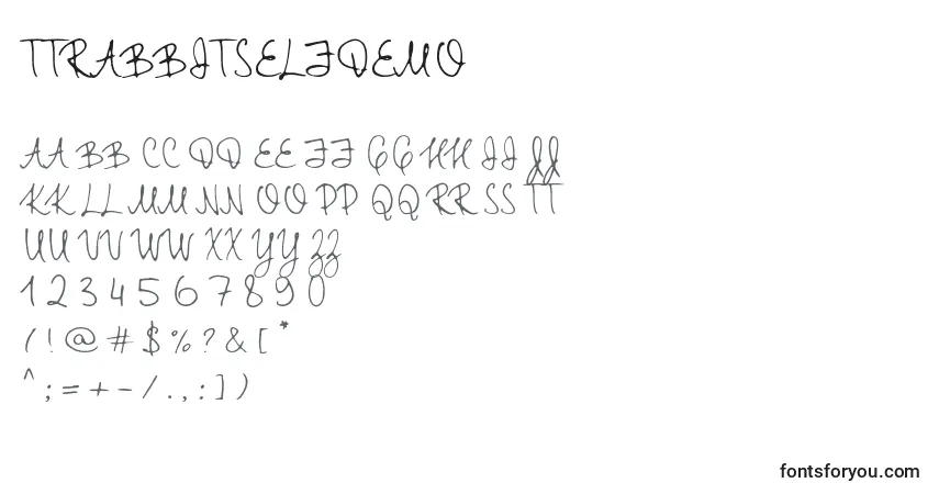 Шрифт TtRabbitsElfDemo – алфавит, цифры, специальные символы