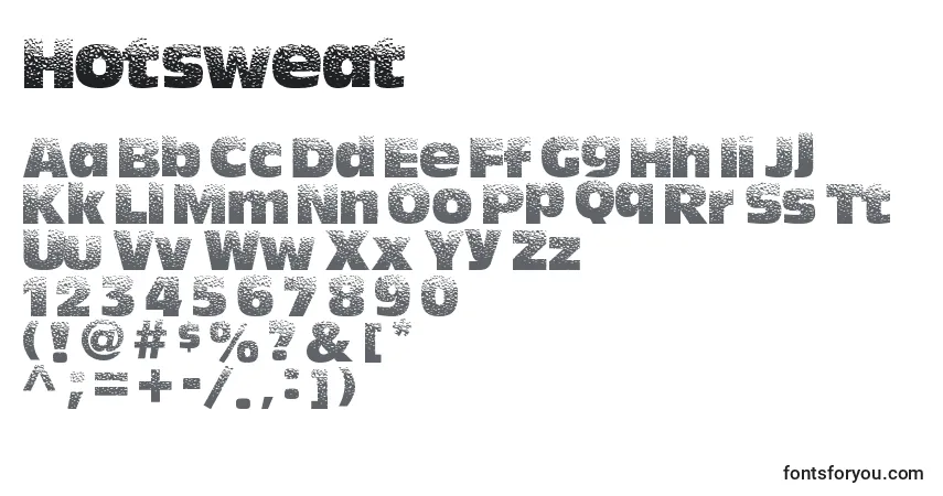 Hotsweat-fontti – aakkoset, numerot, erikoismerkit