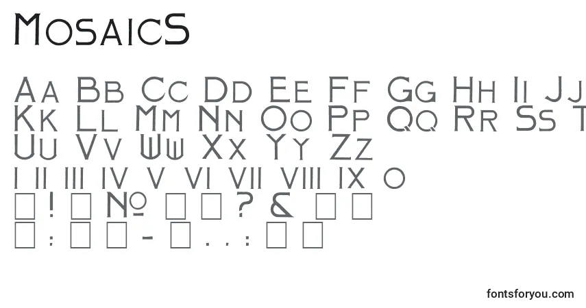 Schriftart MosaicS – Alphabet, Zahlen, spezielle Symbole