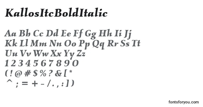 Fuente KallosItcBoldItalic - alfabeto, números, caracteres especiales