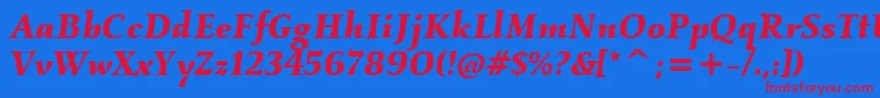 KallosItcBoldItalic Font – Red Fonts on Blue Background