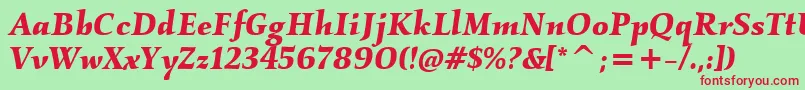 KallosItcBoldItalic Font – Red Fonts on Green Background