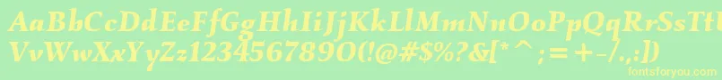 KallosItcBoldItalic Font – Yellow Fonts on Green Background