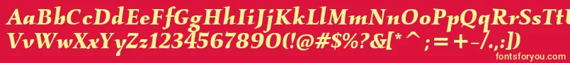 KallosItcBoldItalic Font – Yellow Fonts on Red Background