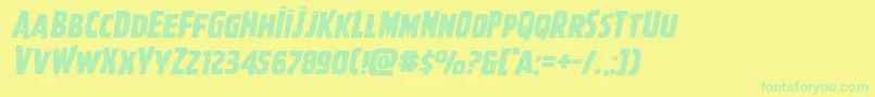 Ghoulishintentexpandital Font – Green Fonts on Yellow Background