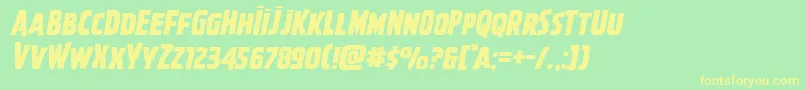 Ghoulishintentexpandital Font – Yellow Fonts on Green Background