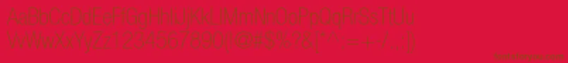 HelveticaneueltstdThcn-fontti – ruskeat fontit punaisella taustalla