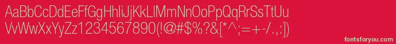 HelveticaneueltstdThcn Font – Green Fonts on Red Background