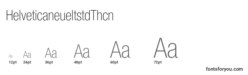 Размеры шрифта HelveticaneueltstdThcn
