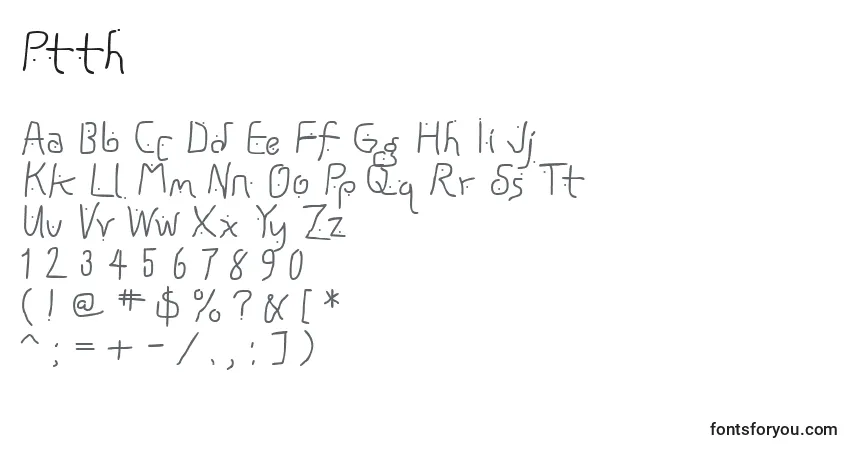 A fonte Ptth – alfabeto, números, caracteres especiais