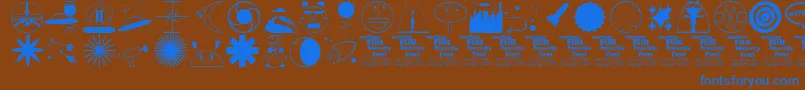 Saiba mais sobre a fonte OuterSpaceJl Fonte OuterSpaceJl – fontes azuis em um fundo marrom