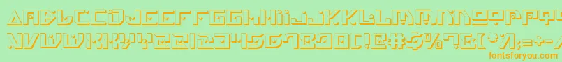 フォントGenv2s – オレンジの文字が緑の背景にあります。