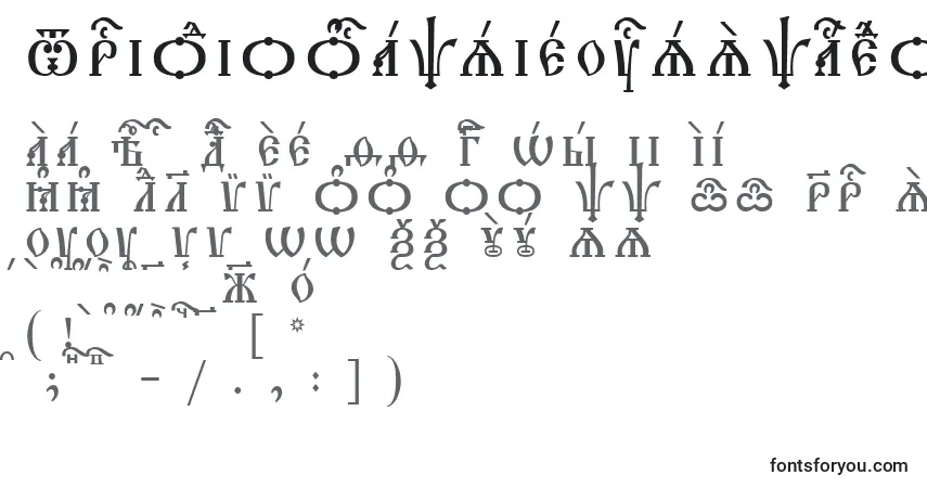 Schriftart TriodionCapsIeucsSpacedout – Alphabet, Zahlen, spezielle Symbole