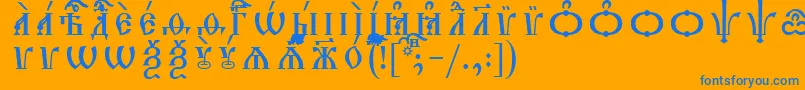 Czcionka TriodionCapsIeucsSpacedout – niebieskie czcionki na pomarańczowym tle