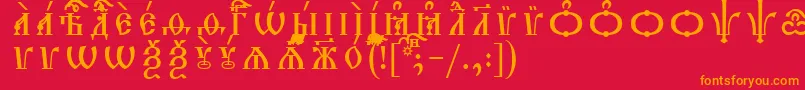 フォントTriodionCapsIeucsSpacedout – 赤い背景にオレンジの文字