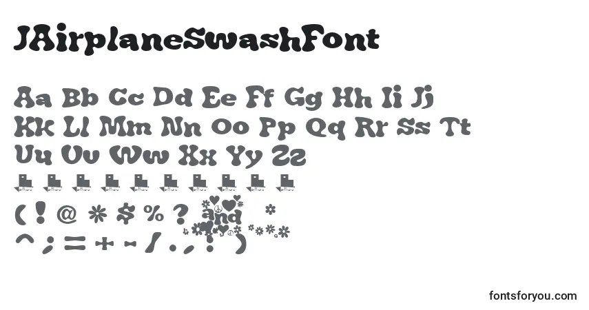Schriftart JAirplaneSwashFont – Alphabet, Zahlen, spezielle Symbole
