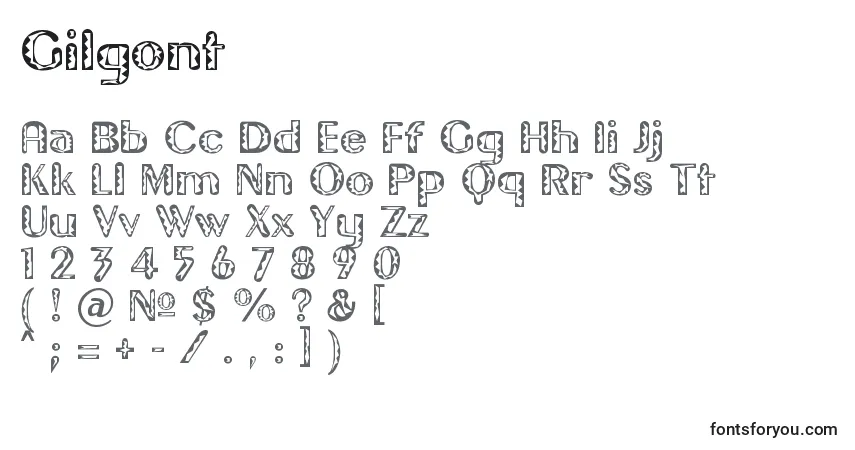 Schriftart Gilgont – Alphabet, Zahlen, spezielle Symbole