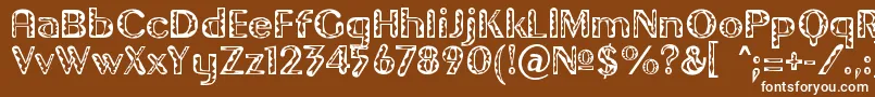 Gilgont-Schriftart – Weiße Schriften auf braunem Hintergrund