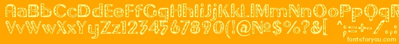 Gilgont-Schriftart – Gelbe Schriften auf orangefarbenem Hintergrund