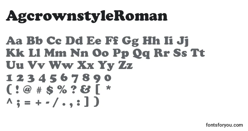 A fonte AgcrownstyleRoman – alfabeto, números, caracteres especiais