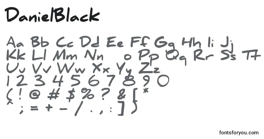 A fonte DanielBlack – alfabeto, números, caracteres especiais