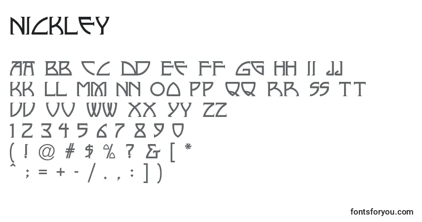 Czcionka Nickley – alfabet, cyfry, specjalne znaki