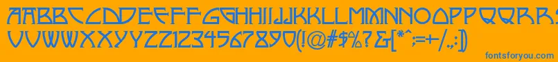 Nickley Font – Blue Fonts on Orange Background