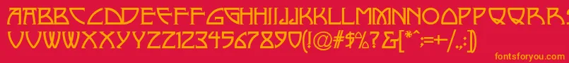 Nickley-Schriftart – Orangefarbene Schriften auf rotem Hintergrund