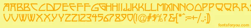 フォントNickley – オレンジの文字が黄色の背景にあります。