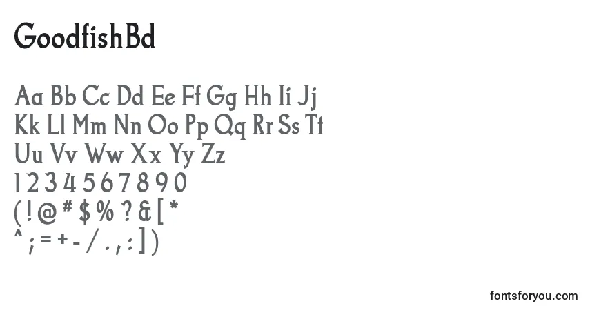 Schriftart GoodfishBd – Alphabet, Zahlen, spezielle Symbole