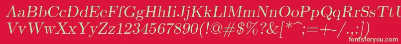 Lmromanslant10Regular Font – Green Fonts on Red Background