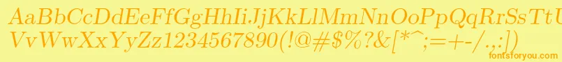 Lmromanslant10Regular Font – Orange Fonts on Yellow Background