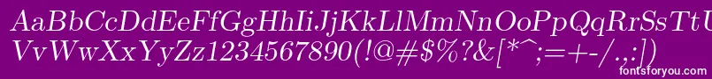 Lmromanslant10Regular Font – White Fonts on Purple Background