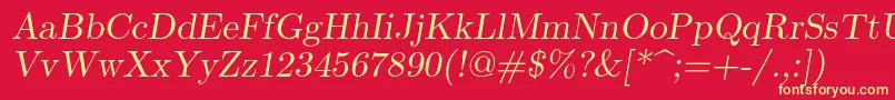 Lmromanslant10Regular Font – Yellow Fonts on Red Background