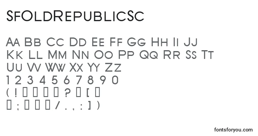 Czcionka SfOldRepublicSc – alfabet, cyfry, specjalne znaki