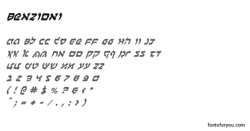 A fonte Benzioni – alfabeto, números, caracteres especiais
