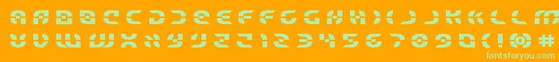 Starfighterboldtitle-Schriftart – Grüne Schriften auf orangefarbenem Hintergrund