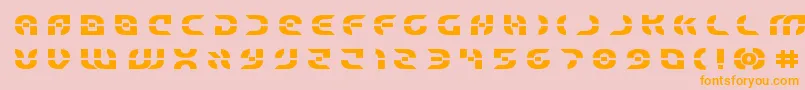 Starfighterboldtitle-Schriftart – Orangefarbene Schriften auf rosa Hintergrund