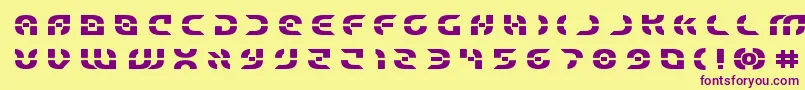 Czcionka Starfighterboldtitle – fioletowe czcionki na żółtym tle