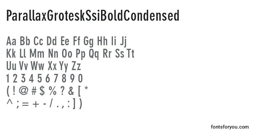 Schriftart ParallaxGroteskSsiBoldCondensed – Alphabet, Zahlen, spezielle Symbole