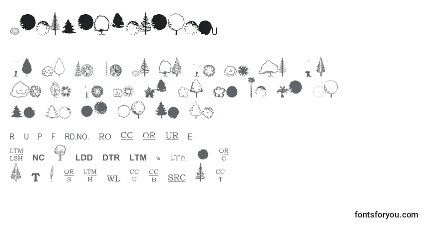 Czcionka EsriUsForestry2 – alfabet, cyfry, specjalne znaki