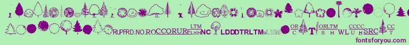 EsriUsForestry2-Schriftart – Violette Schriften auf grünem Hintergrund