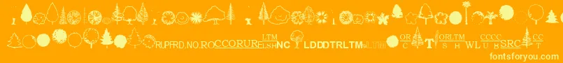 EsriUsForestry2-Schriftart – Gelbe Schriften auf orangefarbenem Hintergrund