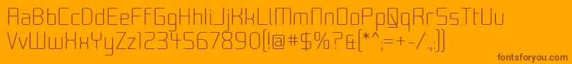 Saiba mais sobre a fonte MoondogZero Fonte MoondogZero – fontes marrons em um fundo laranja