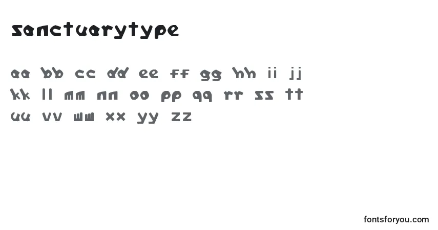 A fonte SanctuaryType – alfabeto, números, caracteres especiais