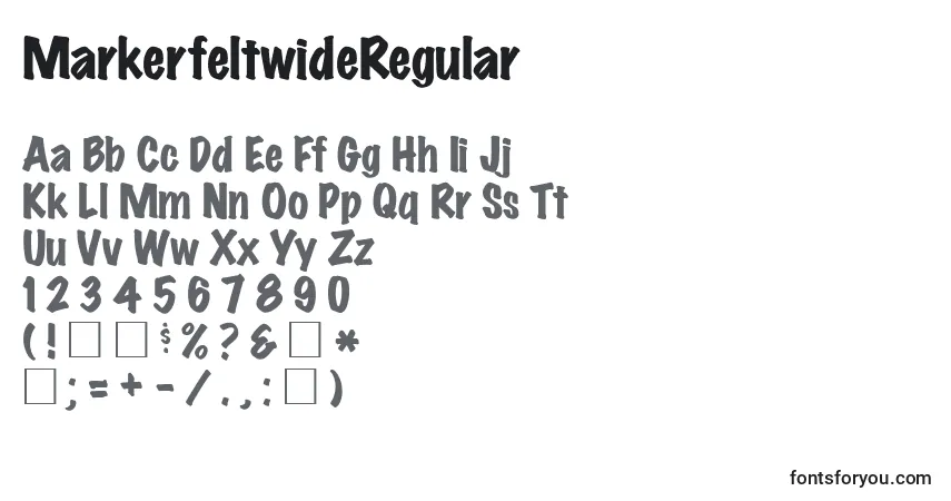 A fonte MarkerfeltwideRegular – alfabeto, números, caracteres especiais
