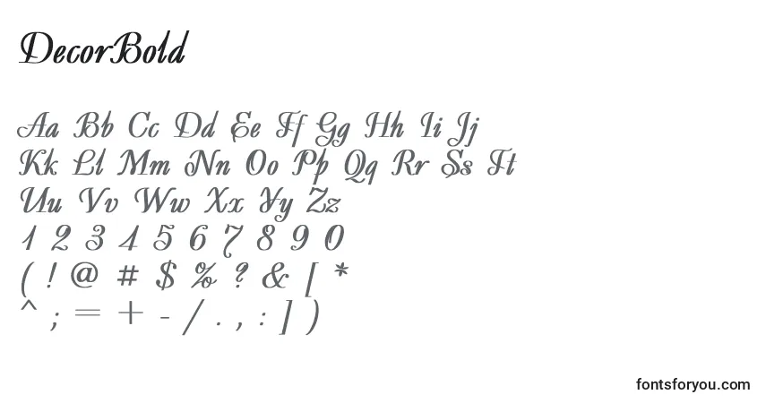 Шрифт DecorBold – алфавит, цифры, специальные символы