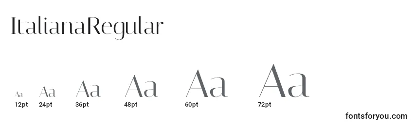 ItalianaRegular Font Sizes