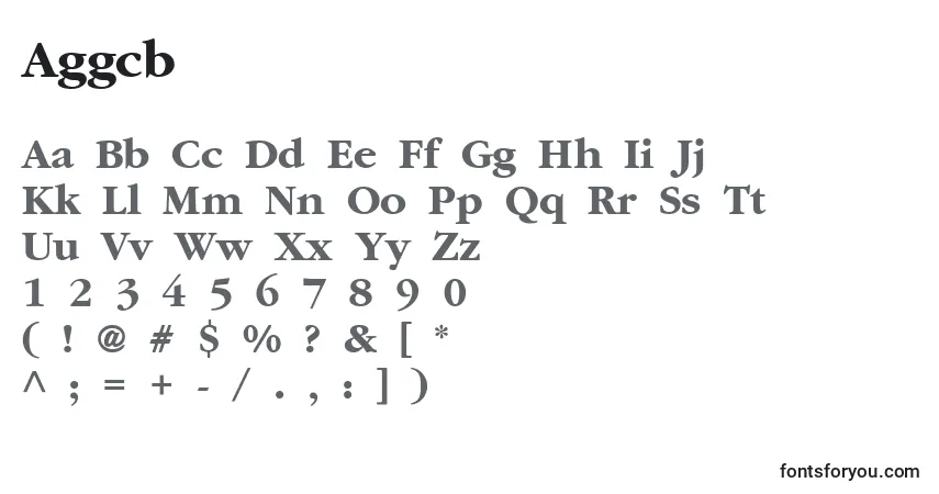 A fonte Aggcb – alfabeto, números, caracteres especiais